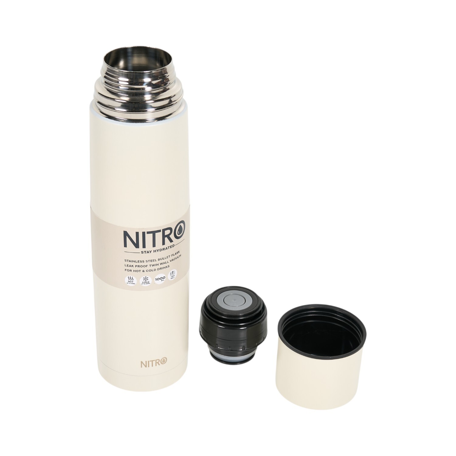 Nitro Stainless Steel Bullet Flask Cream Image 1