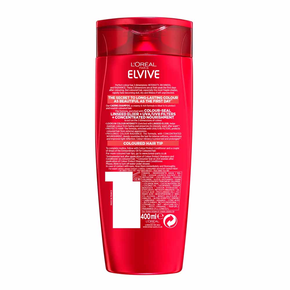 L’Oréal Paris Elvive Colour Protect Shampoo for Coloured Hair 400ml Wilko