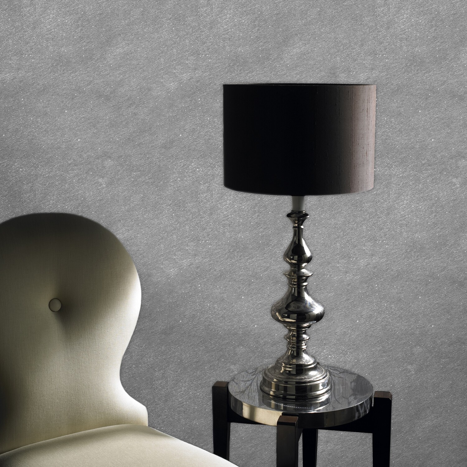 Grandeco Plush Wallpaper - Silver Image 2