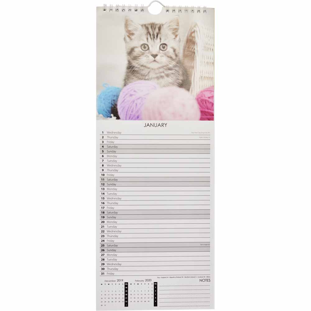 Wilko Slim Calendar Kittens Image 2