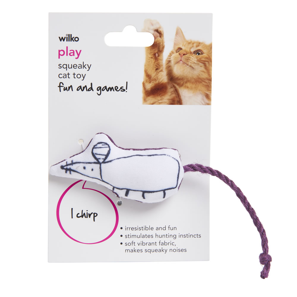 Wilko Squeaky Cat Toy Assorted Mouse or Bird Image 1