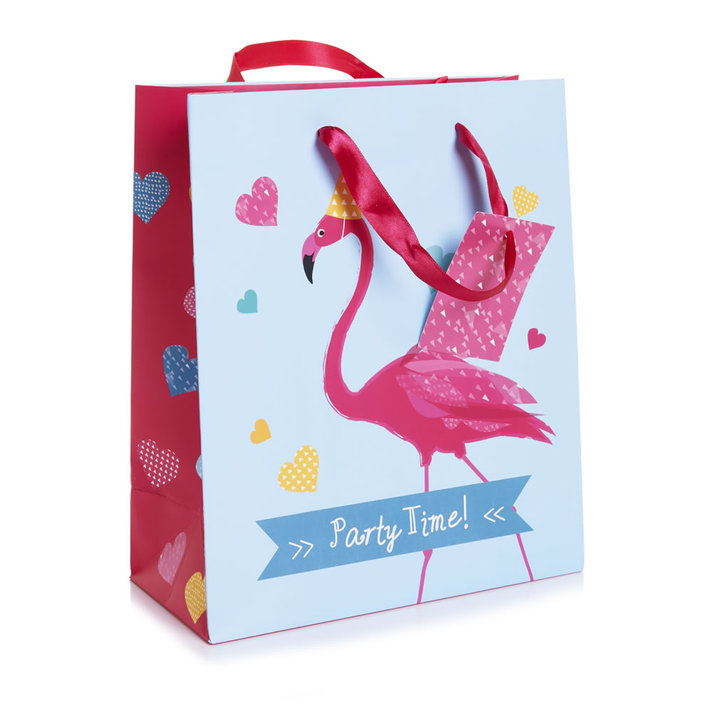 Wilko Medium Flamingo Gift Bag Paper