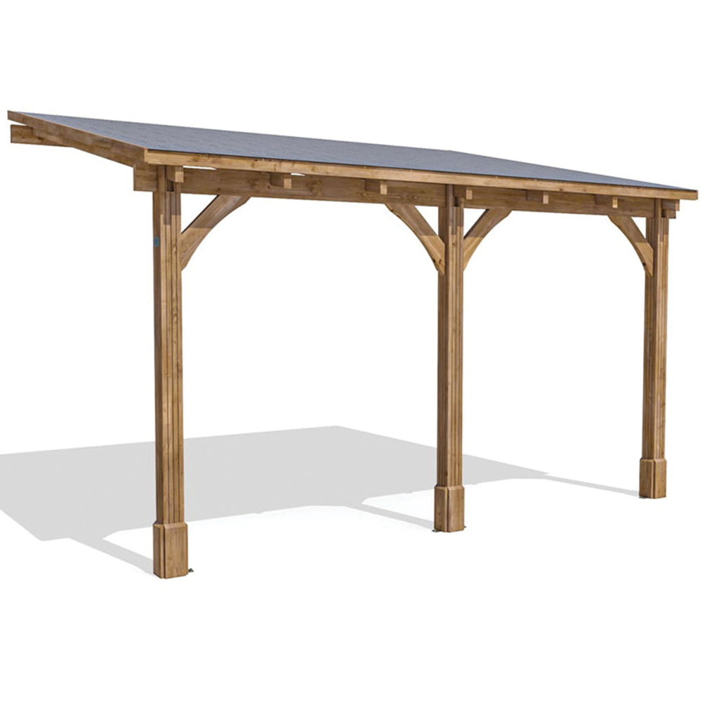 Dunster House Leviathan 4 x 3m Brown Lean To Garden Gazebo with Roof Shingles Image 2
