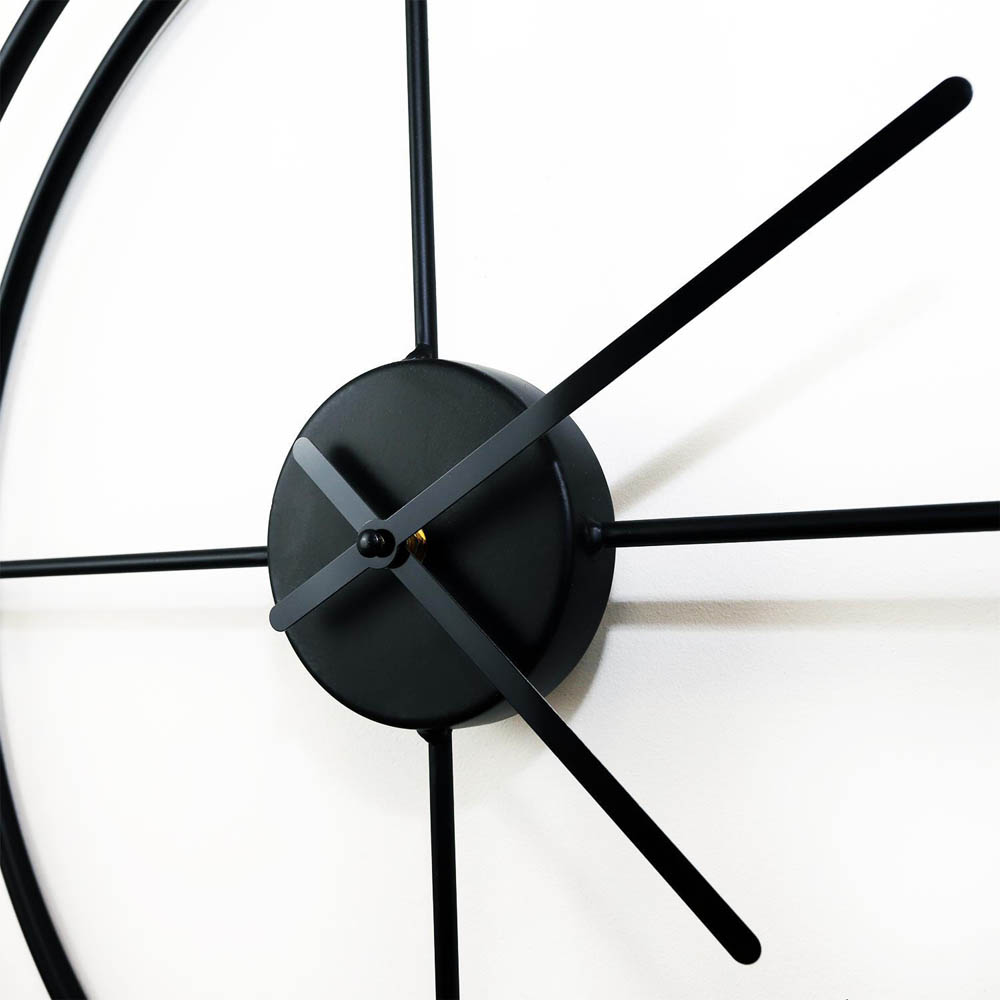 Walplus Black Larrys Minimalist Round Wall Clock 50cm Image 4