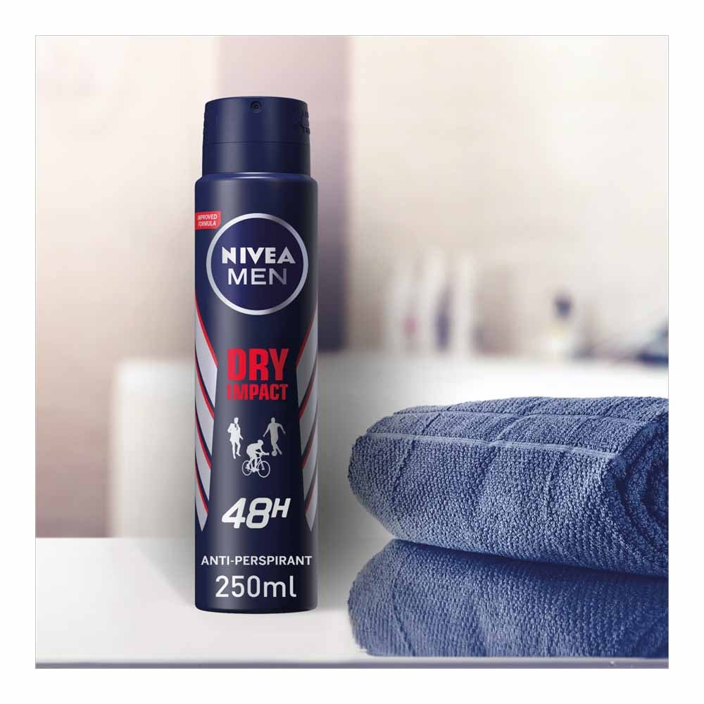 Nivea Men Dry Impact Anti Perspirant Deodorant Spray Case of 6 x 250ml Image 3