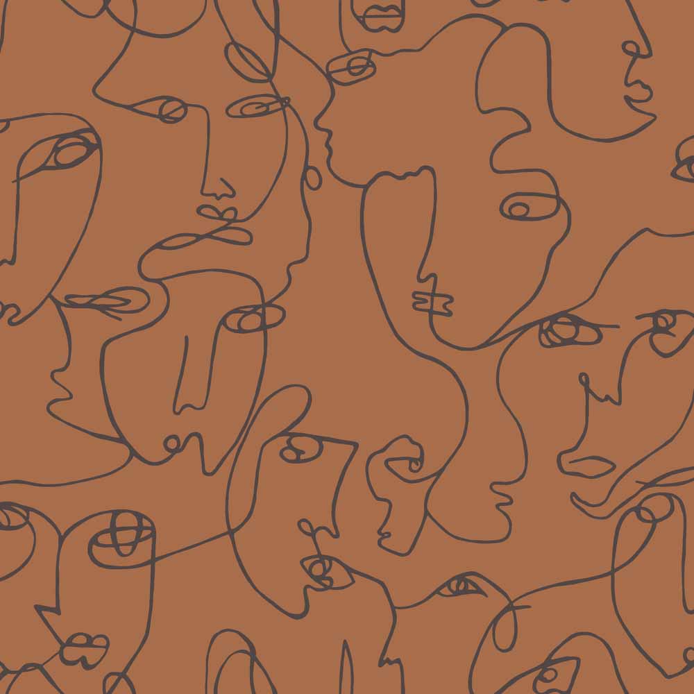 Holden Abstract Faces Burnt Orange Wallpaper Image 1