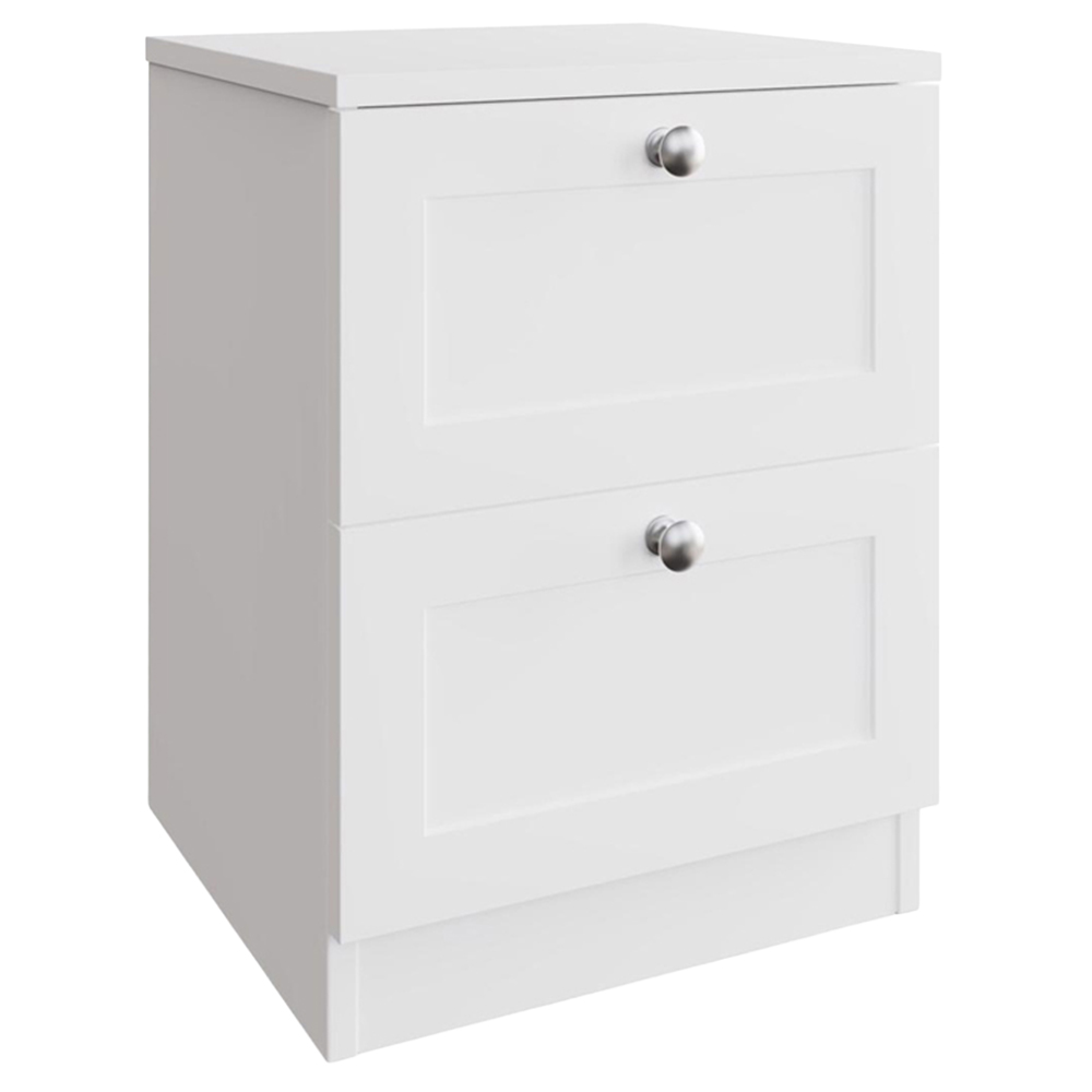 FWStyle Artus 2 Drawer White Panelled Bedside Table Image 2