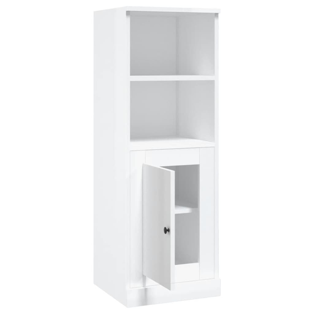 vidaXL Single Door 2 Shelf High Gloss White Highboard Image 3