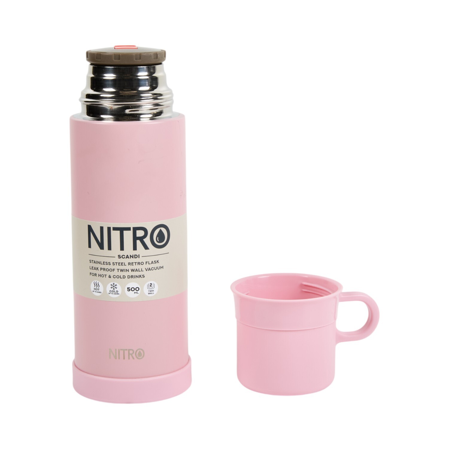Nitro Scandi Stainless Steel Vacuum Retro Flask Image 12