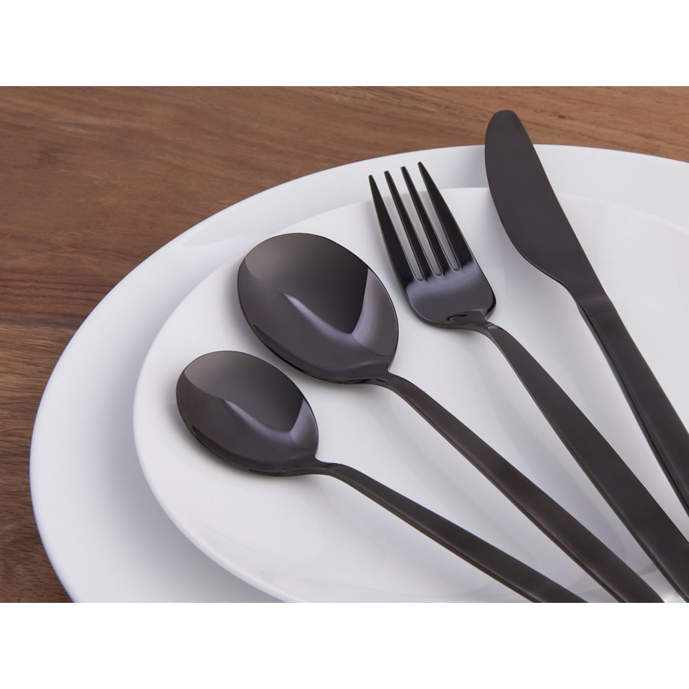 Wilko 16 piece Black Cutlery Set Image 2