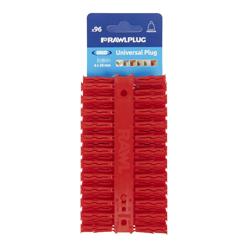 Rawlplug 6 x 28mm Red Universal Plug 96 Pack Image 2