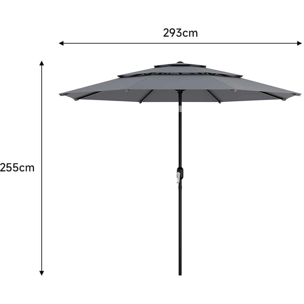 Living and Home Light Grey 3 Tier Crank and Tilt Parasol with Weave Cement Base 3m Image 9