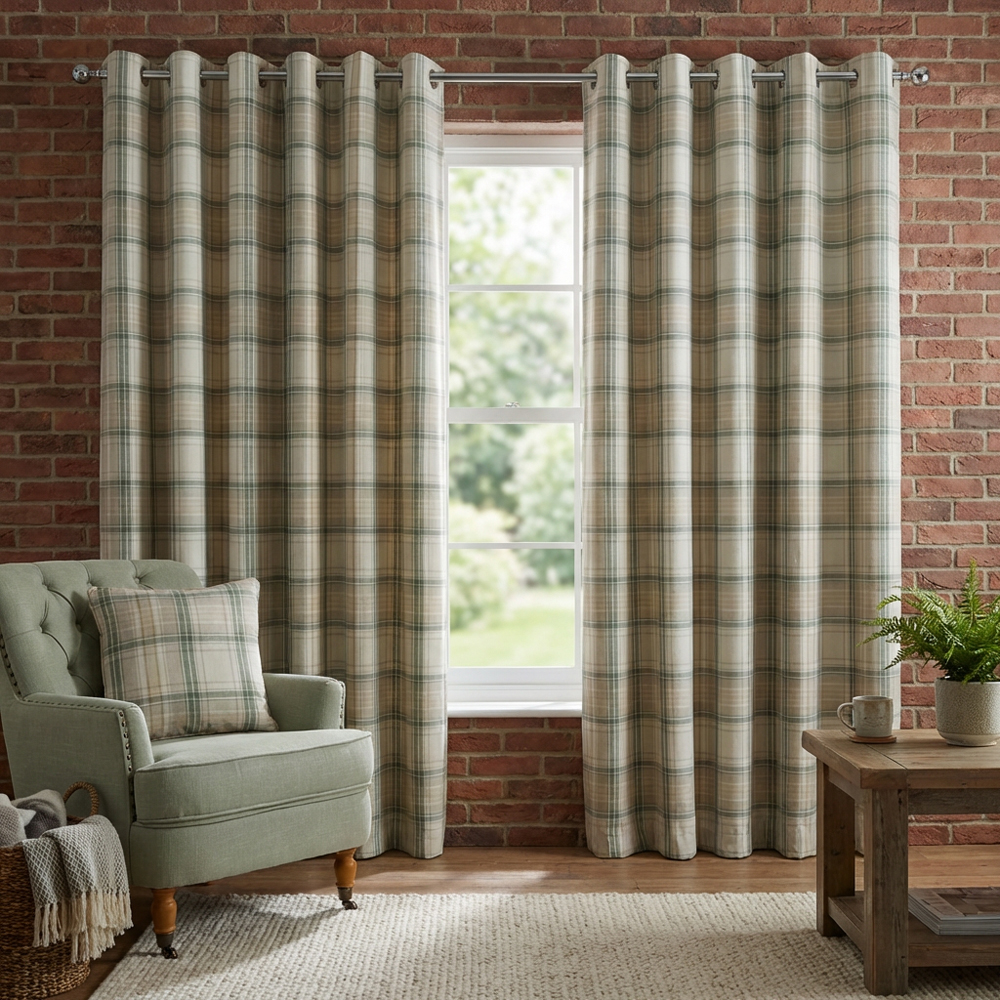 Divante Hatfield Green Check Blackout Curtains 183 x 168cm Image 7
