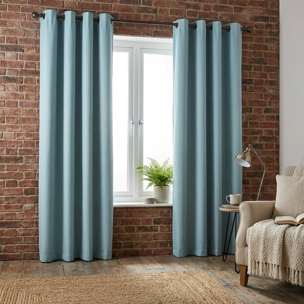 Taylor Blackout Eyelet Curtains - Duck Egg / 137cm / 168cm Image 4