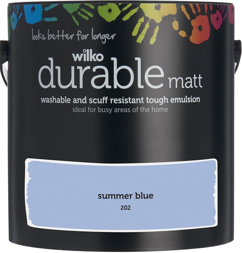 Wilko Durable Summer Blue Matt Emulsion Paint 2.5L Image 1