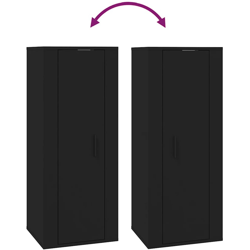 vidaXL Single Door Black Wall Mounted Slim TV Cabinet Image 8
