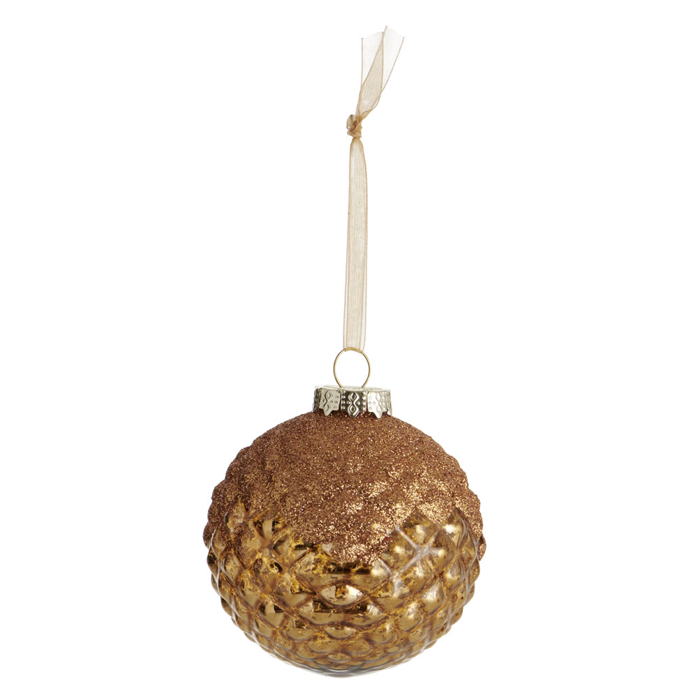 Wilko Country Christmas Copper Glass Christmas Bauble Image 1