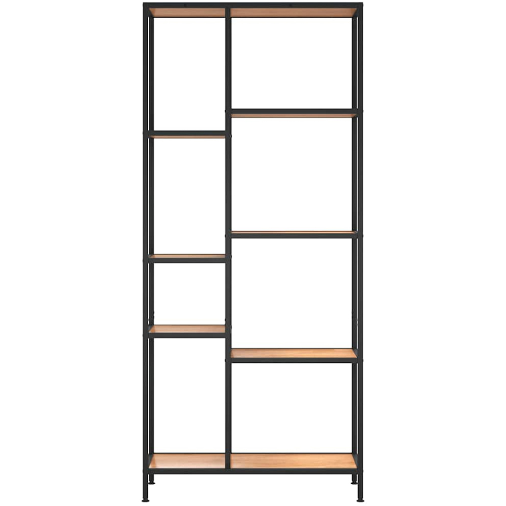 vidaXL 7 Shelf Light Brown and Black Bookshelf Image 3