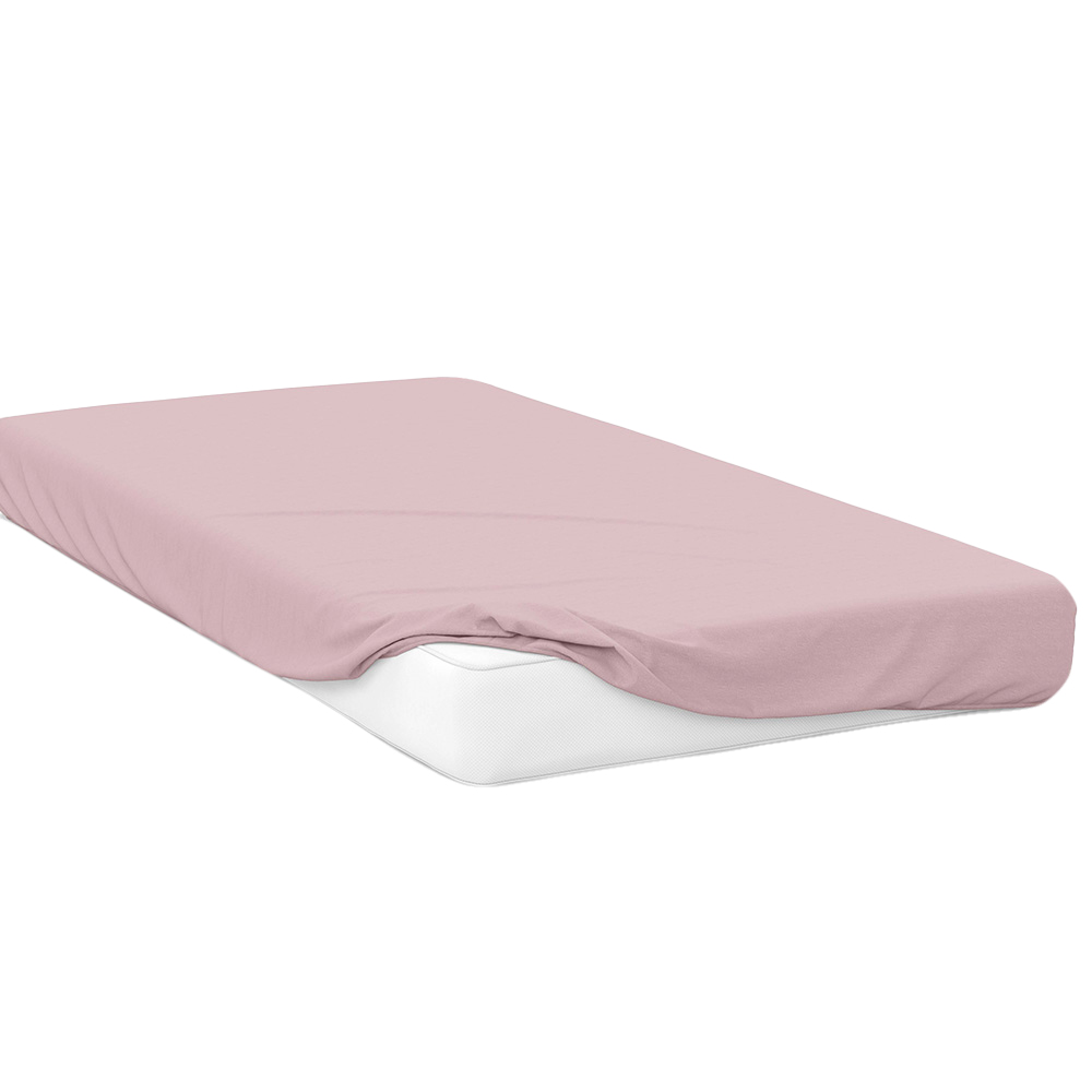 Serene Double Powder Pink Brushed Cotton Fitted Bed Sheet Image 1