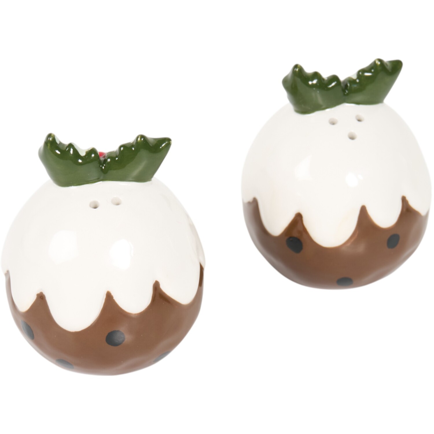 Salt and Pepper Christmas Pudding Shakers Brown Image 3