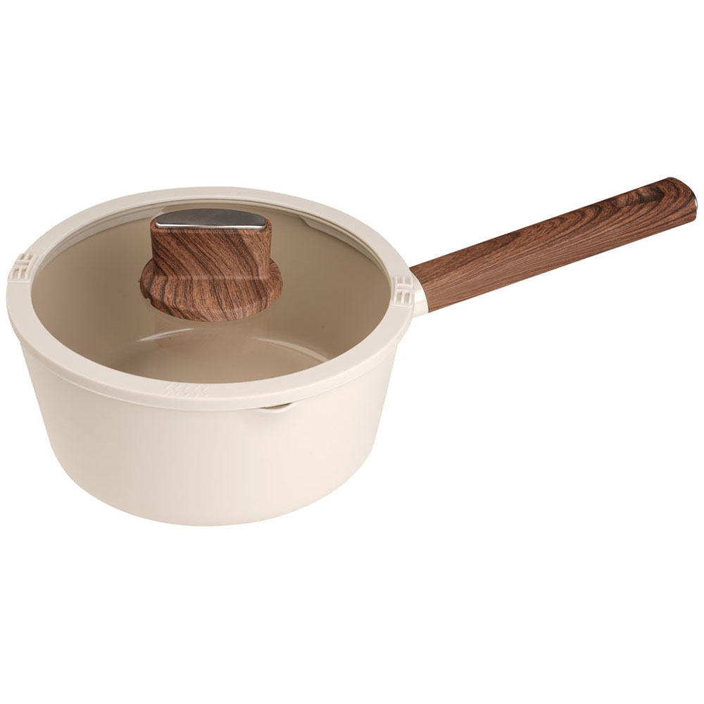 Baker's Secret 20cm Cream Wooden Handle Saucepan Image 1