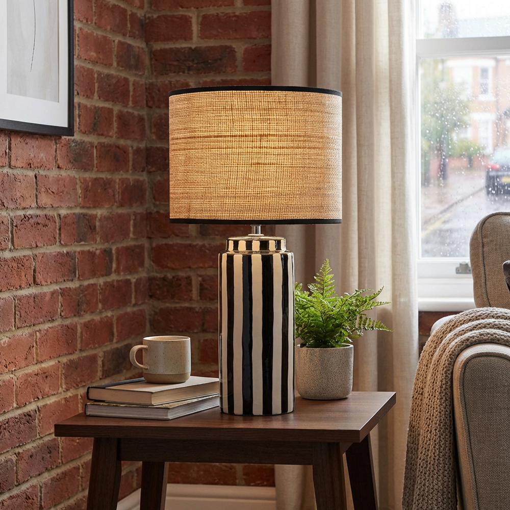 Daleyza Table Lamp - Black, White and Natural Image 5