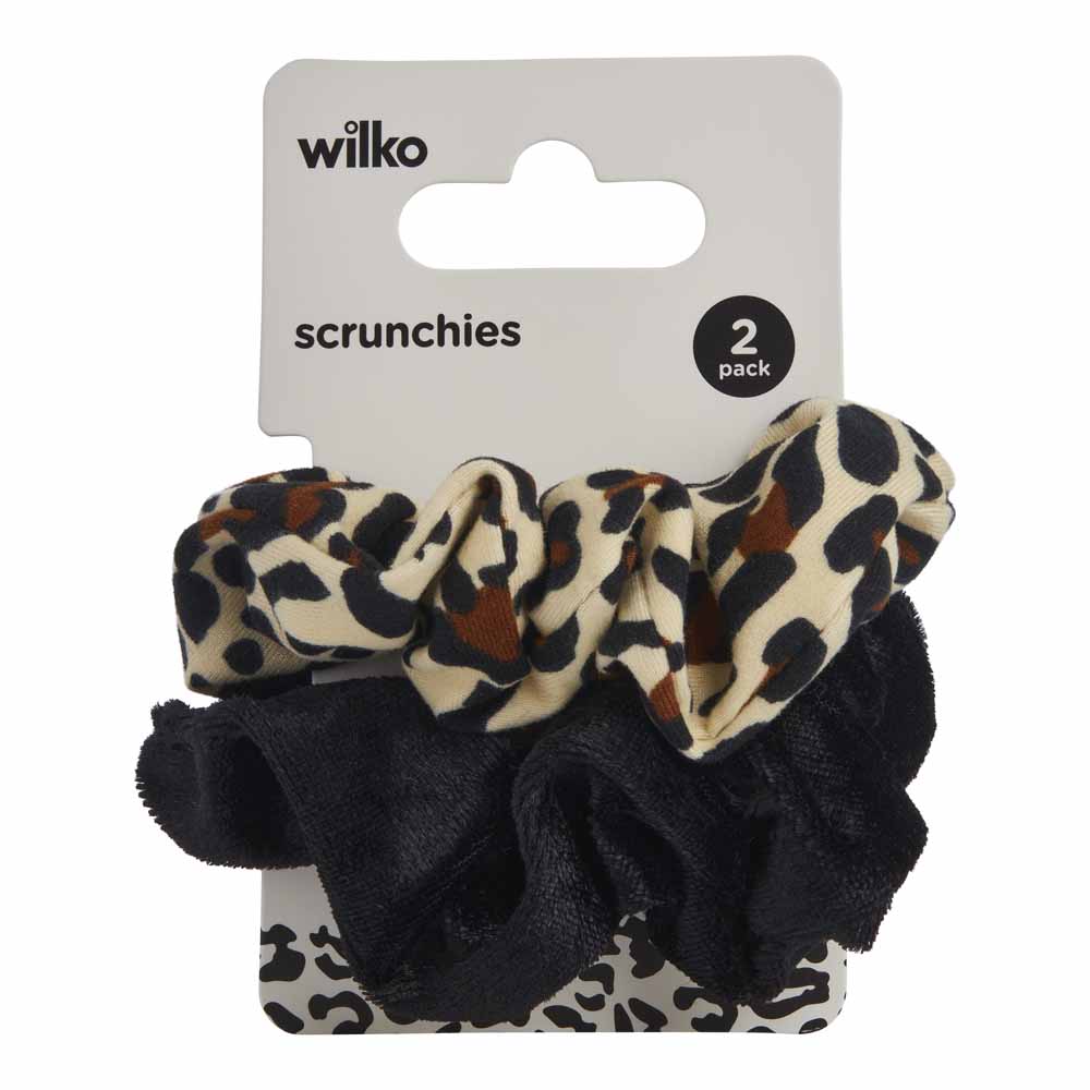 Wilko Leopard & Black Scrunchie 2 Pack Image 2