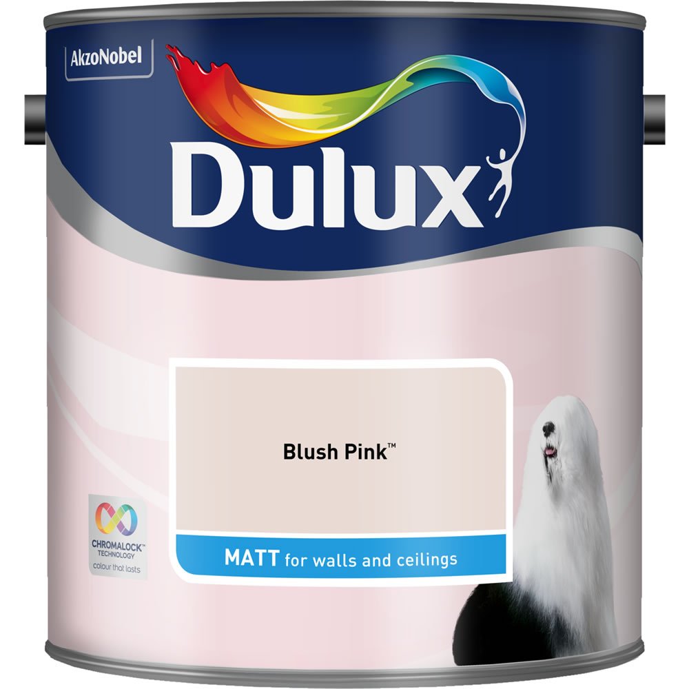 Dulux Walls & Ceilings Blush Pink Matt Emulsion Paint 2.5L Image 2