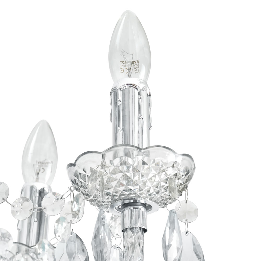 Wilko Marie Therese 3 Arm Clear Chandelier Ceiling  Light Image 3