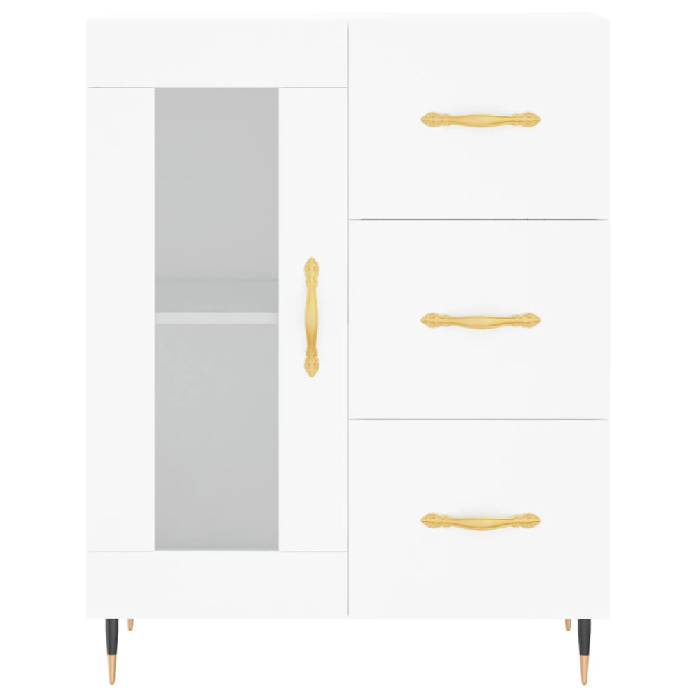vidaXL 3 Glass Door 3 Drawer White Highboard Image 8