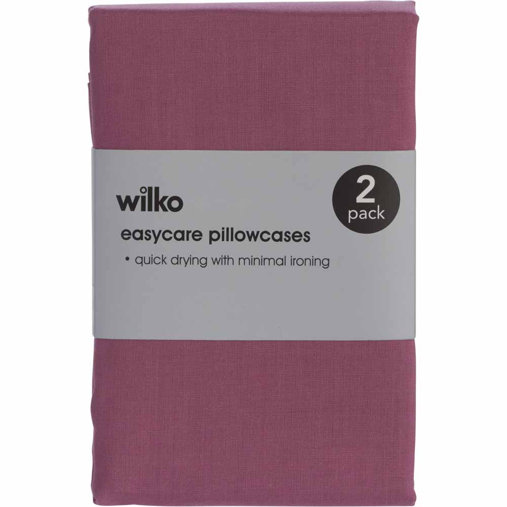 Wilko Mauve Housewife Pillowcases 2 Pack Image 3