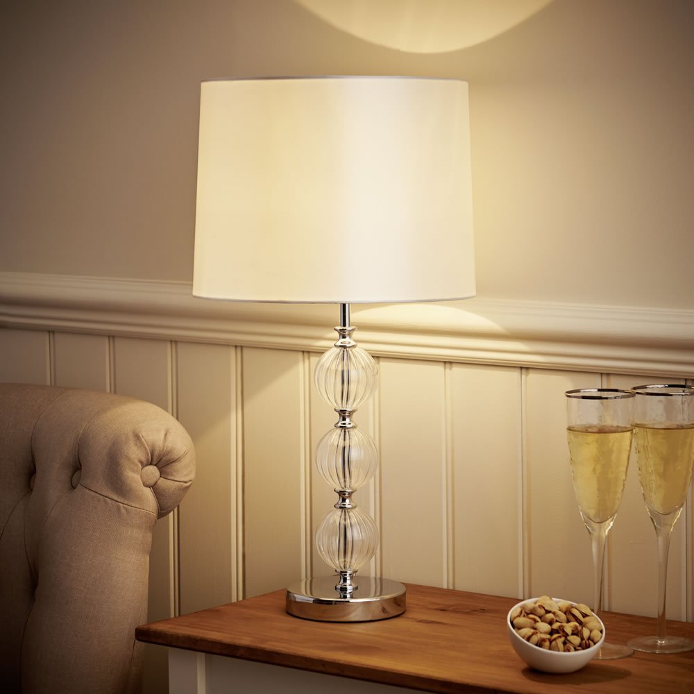 Wilko Parchment Glass Ball Detail Table Lamp Image 6