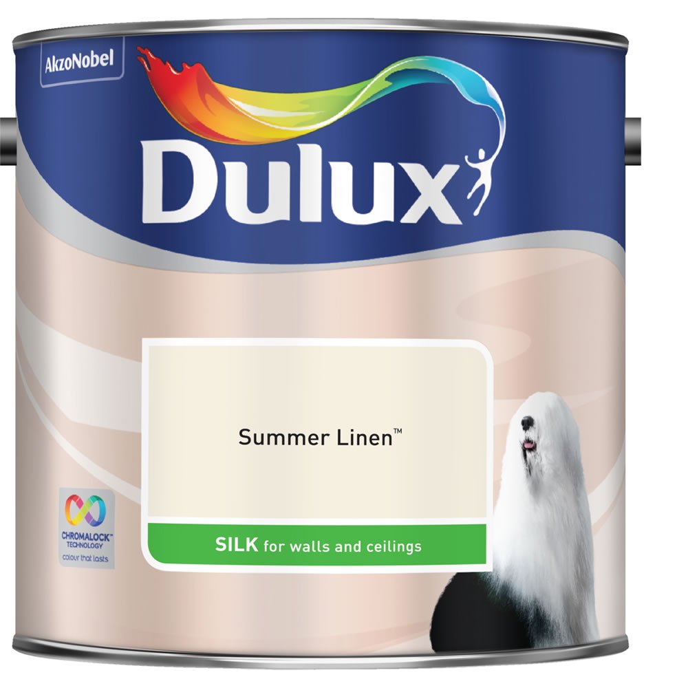 Dulux Walls & Ceilings Summer Linen Silk Emulsion Paint 2.5L Image 2