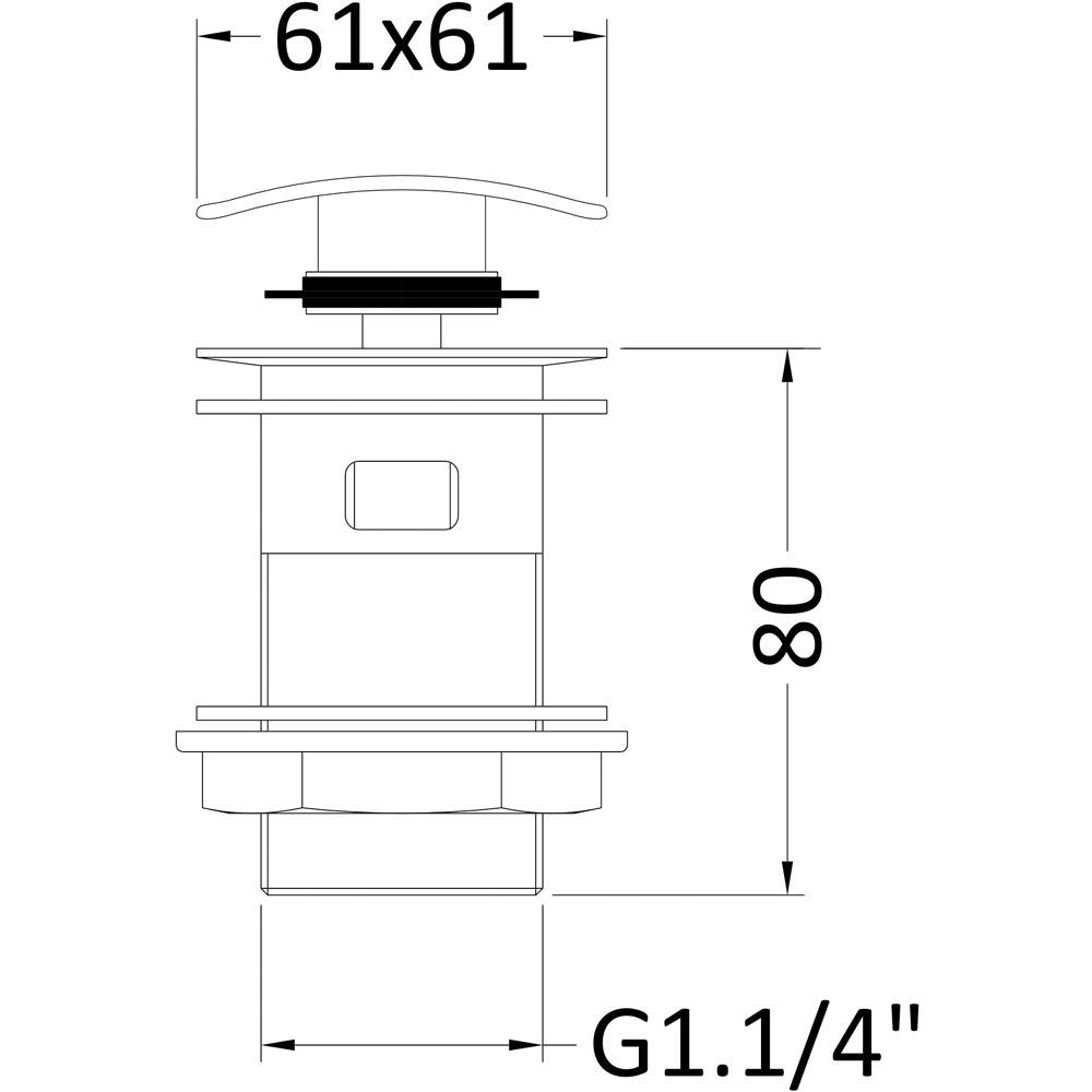 nuie Chrome Square Push Button Basin Waste Image 2