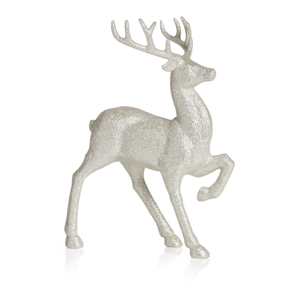 Wilko Winter Wonder Large Glitter Stag Christmas Decoration Image 1