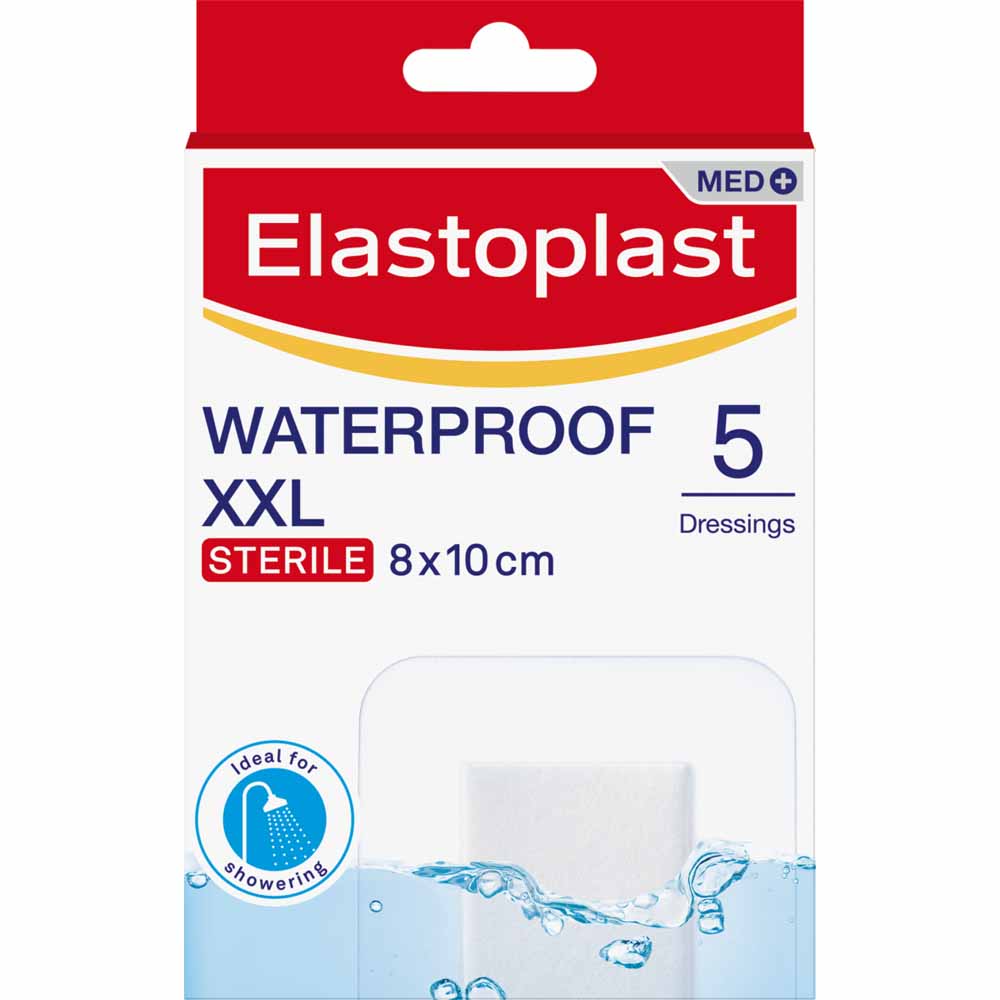 Elastoplast Sterile Waterproof XXL Dressings 8 x 10cm 5 Pack Image 1