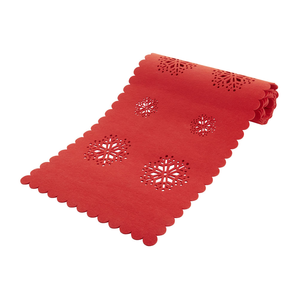 Wilko Red Felt Snowflake Christmas Table Runner 33 X 150cm Wilko