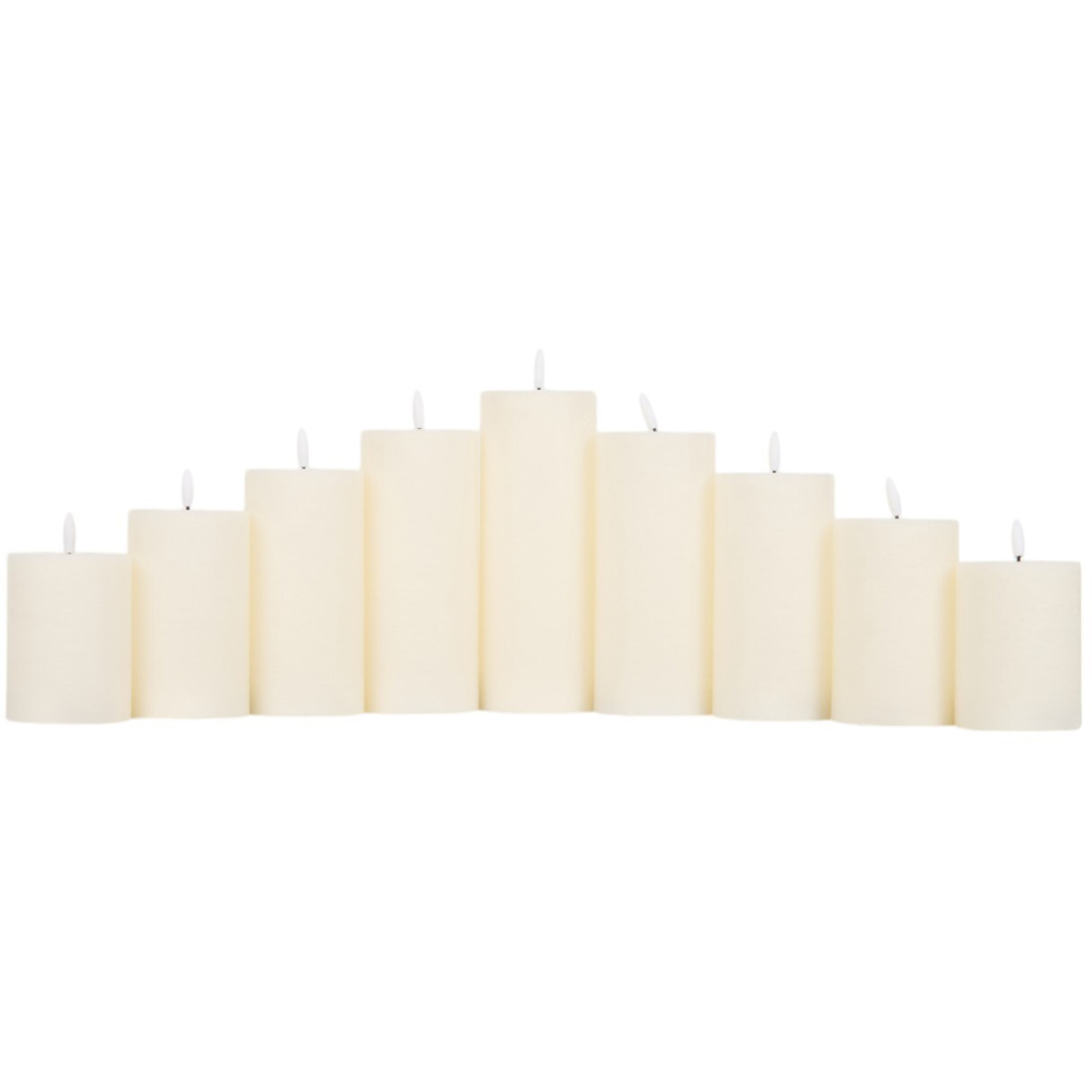 Set of 9 Flat Top LED Candles - White Image 1