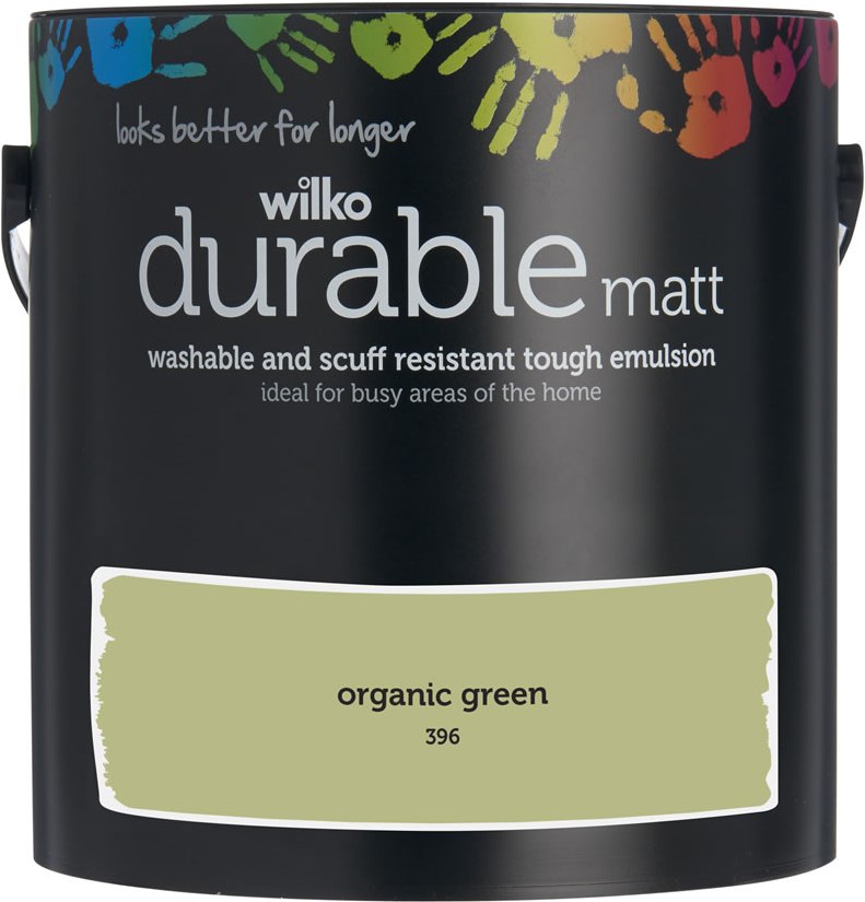 Wilko Durable Organic Green Matt Emulsion Paint   2.5L Image 1
