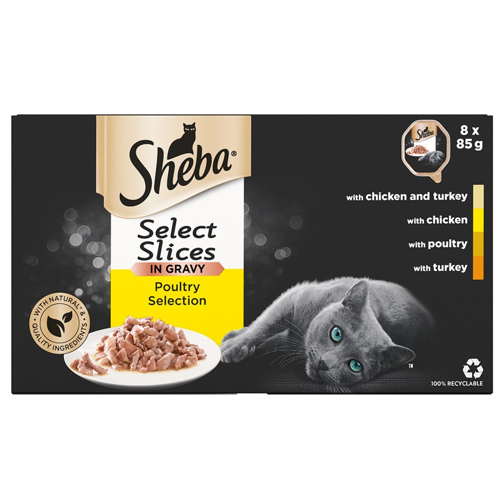 Sheba Select Slices Mixed Poultry Collection in Gravy Cat Trays 85g Case of 4 x 8 Pack Image 4