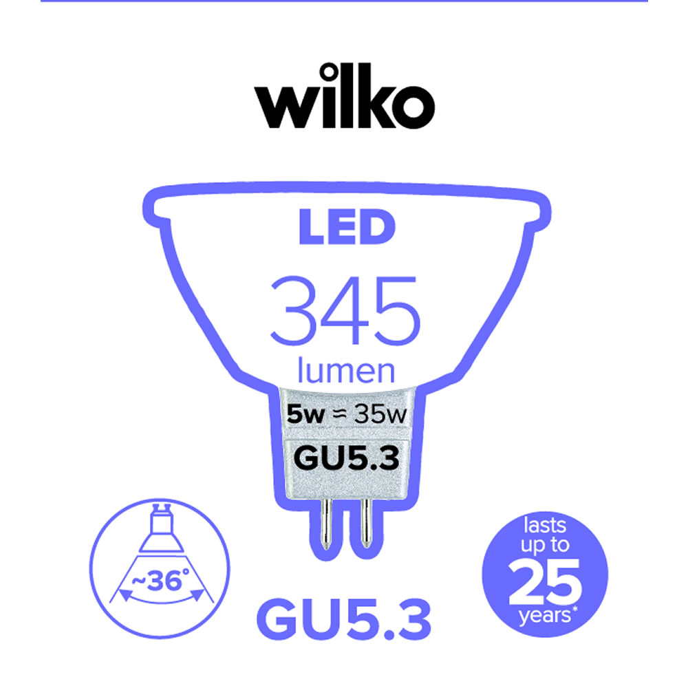 Wilko 1 pack GU5.3 LED 345 Lumens Spotlight Bulb Image 2