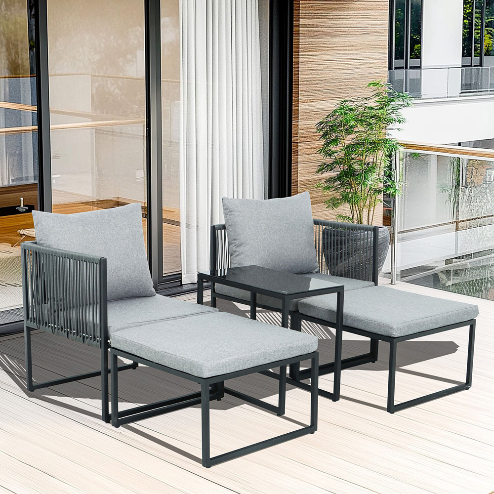 5 Piece Layla Metal Sofa Set - Grey Image 4