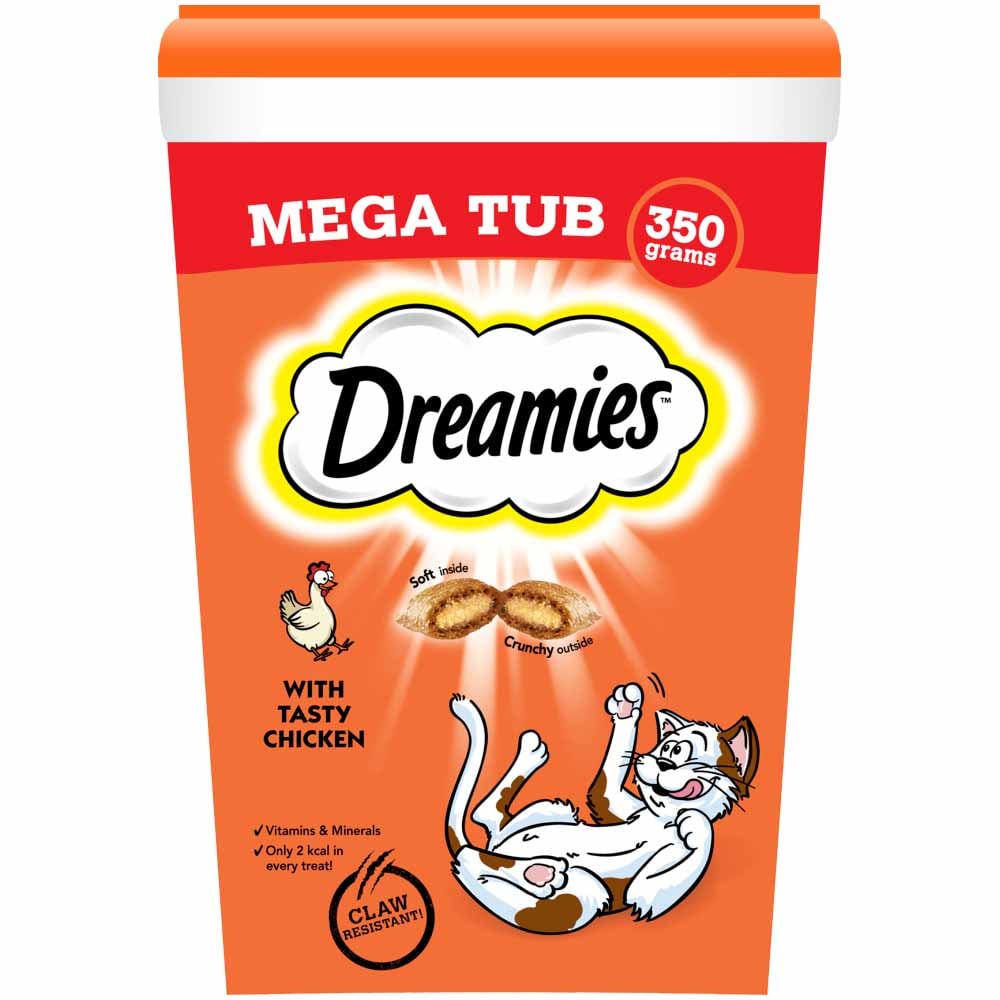 Dreamies Chicken Cat Treats Mega Tub Case of 2 x 350g Image 4