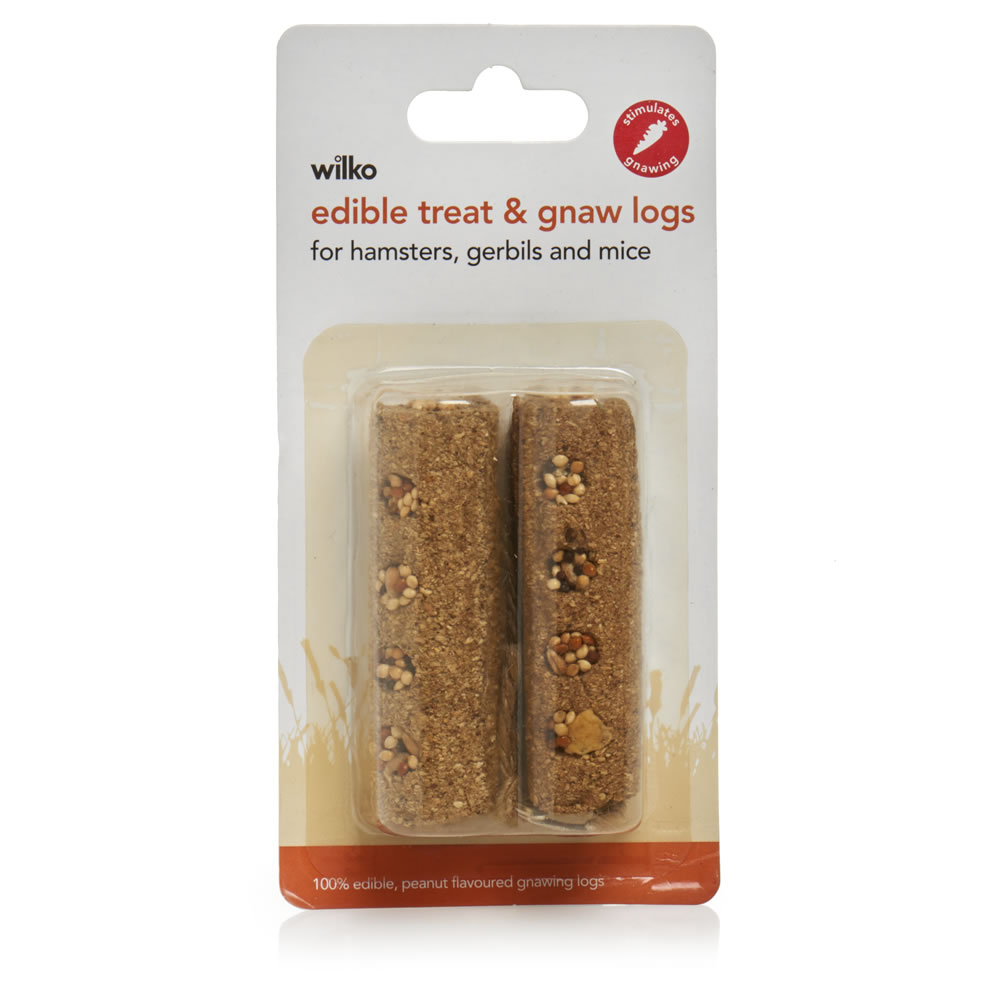 Wilko 2 pack Small Animal Gnaw Log Edible Treat Image