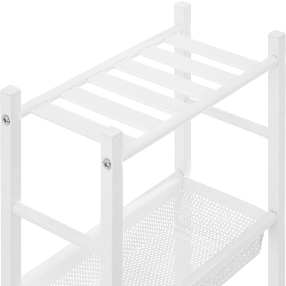 Dara 4-Tier White Trolley with Basket Image 6
