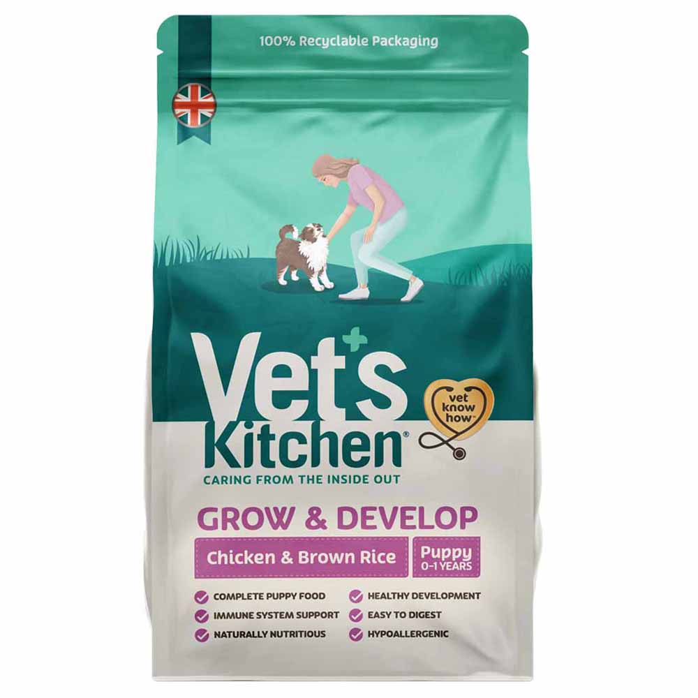 Vet's Kitchen Grow & Develop Puppy Dry Dog Food Chicken & Brown Rice 1kg Image