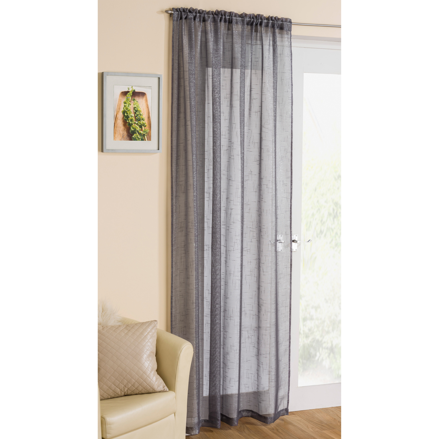 Casablanca Grey Panel Voile Curtain 137 x 138cm Image 2