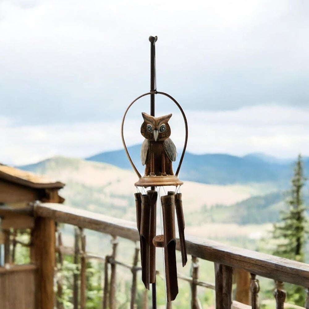 Acacia Home Brown Owl Windchime Image 2