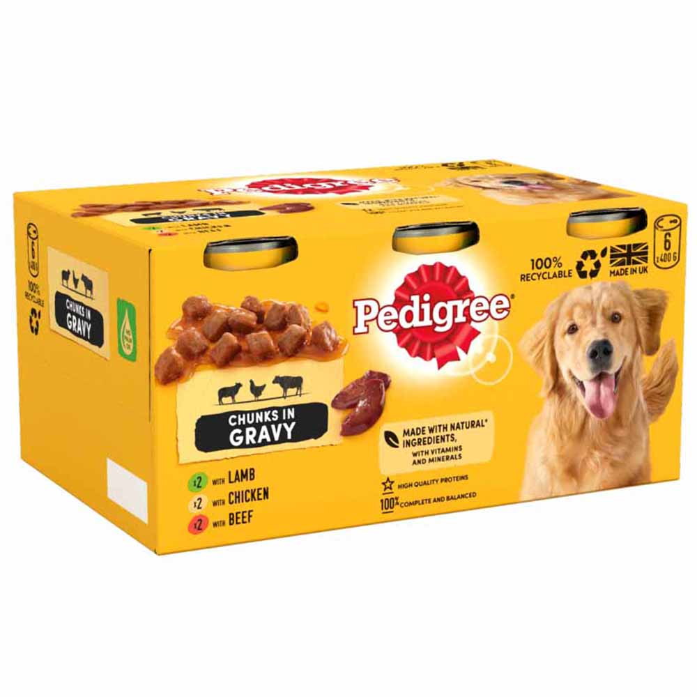 Pedigree Adult Wet Dog Food Tins Mixed in Gravy 6 x 400g Image 3