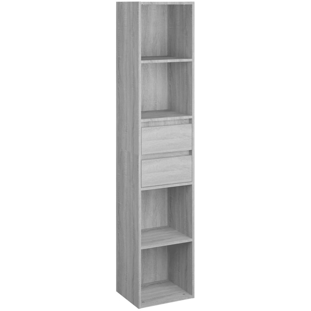 vidaXL 2 Drawer 4 Shelf Grey Sonoma Wooden Bookcase Image 2